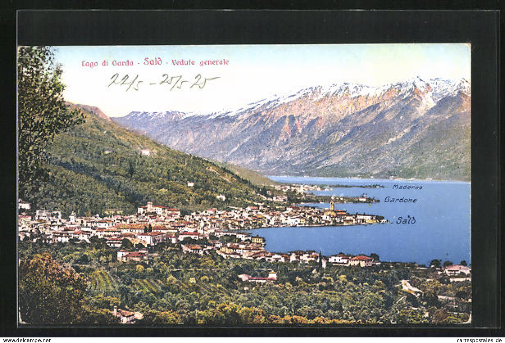 Cartolina Salo, Lago Di Garda, Veduta Generale, Ortsansicht Mit Gebirgskette  - Autres & Non Classés