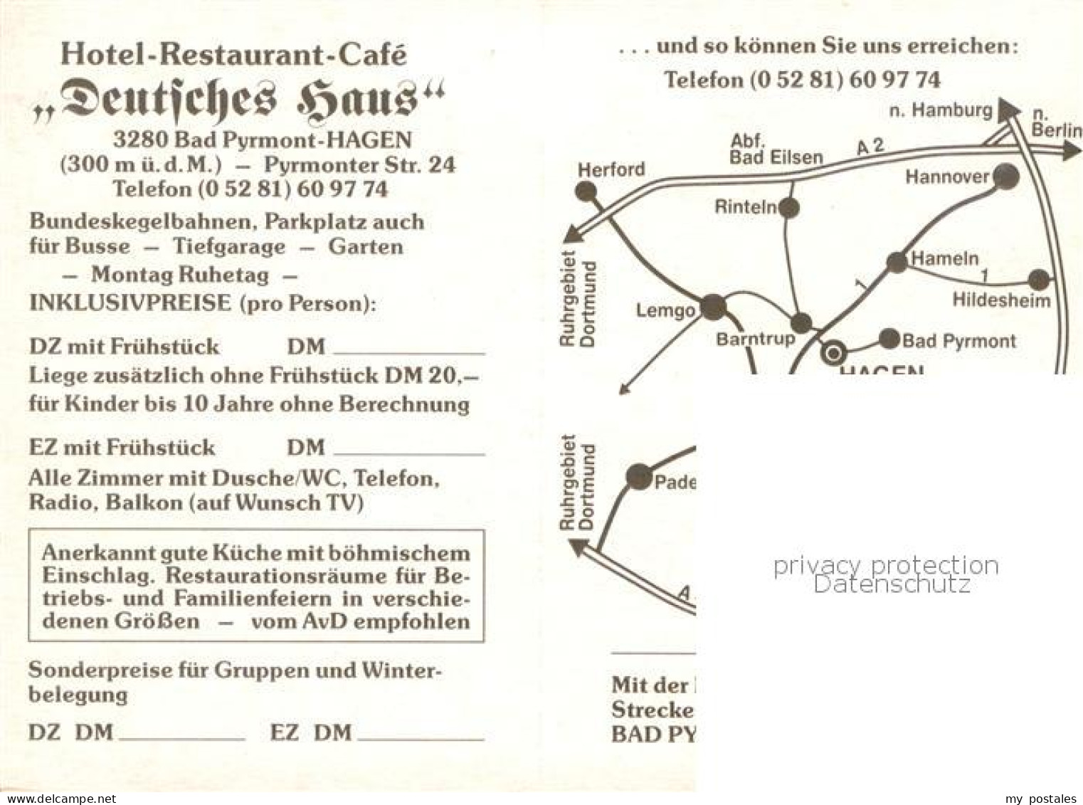 73863399 Hagen Bad Pyrmont Hotel Restaurant Cafe Deutsches Haus Kegelbahn Hagen  - Bad Pyrmont