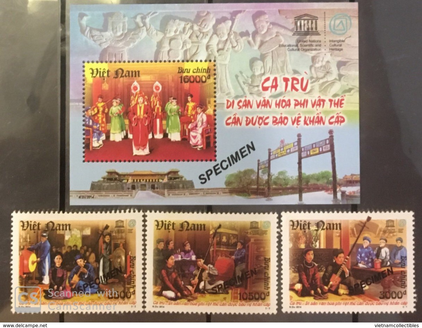 Vietnam MNH SPECIMEN SS & Stamps 2014 :"Ca Tru" Intangible Cultural Heritage World Emergency / Costume /Music (Ms1047) - Vietnam