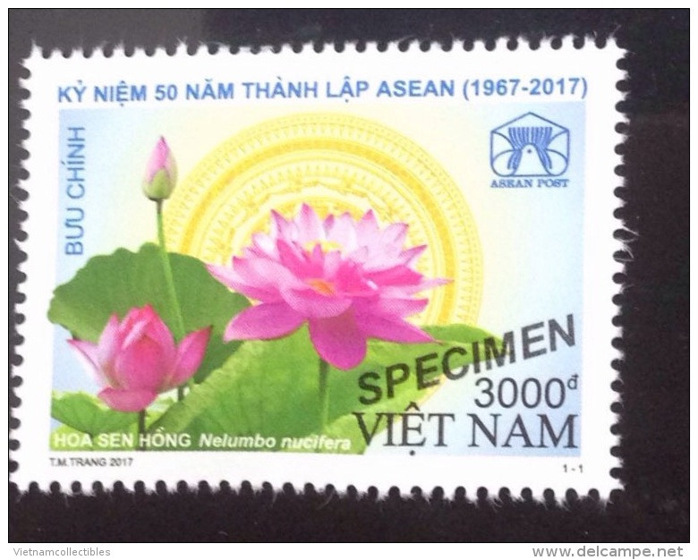 Vietnam Viet Nam MNH SPECIMEN 2017 For 50th Anniversary Of ASEAN - Association Of South-East Asian Nations / Lotus - Viêt-Nam