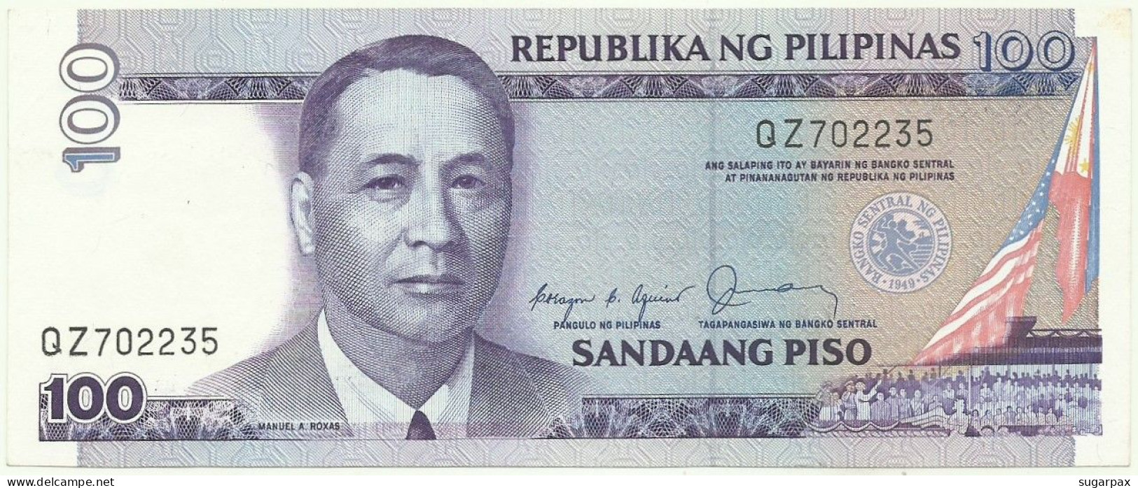 PHILIPPINES - 100 Piso - ND ( 1987 - 1994 ) - Pick 172.a - Unc. - Sign. 11 - Serie QZ - Seal Type 4 - Filippijnen