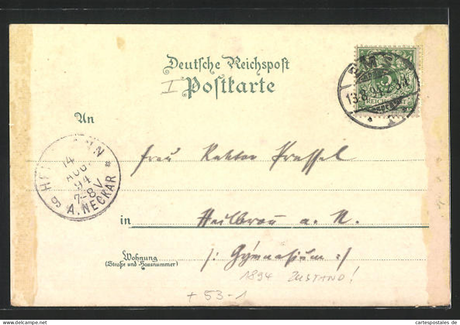 Vorläufer-Lithographie Bad Ems, 1894, Malbergbahn, Kaiser Wilhelm Denkmal, Totalansicht  - Bad Ems