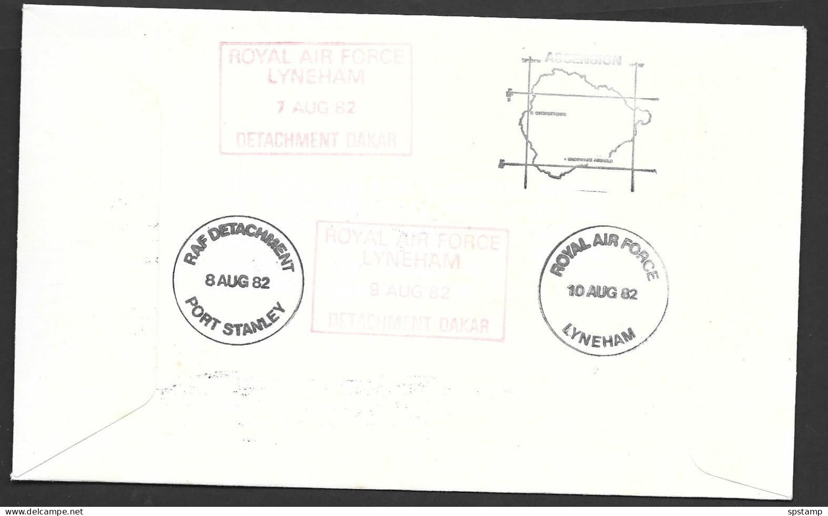Great Britain 1982 Falkland Islands Task Force Special RAF Re-enactment Cover , Special RAF Anniversary Postmark - Lettres & Documents