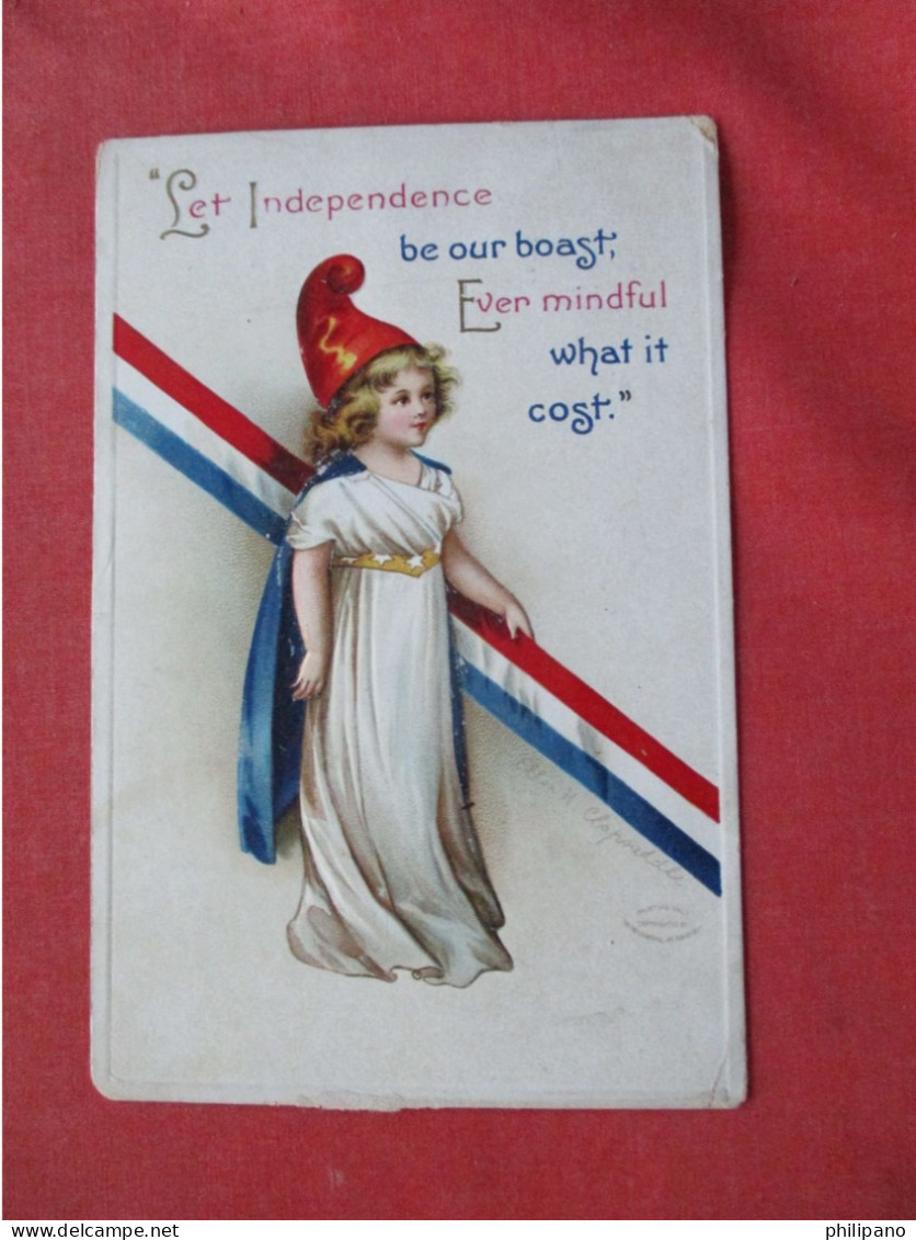 Vintage 4th Of July Postcard Patriotic Girl Ellen Clapsaddle Illustration Miss Columbia Lady Liberty   Ref 6404 - Patriottiche