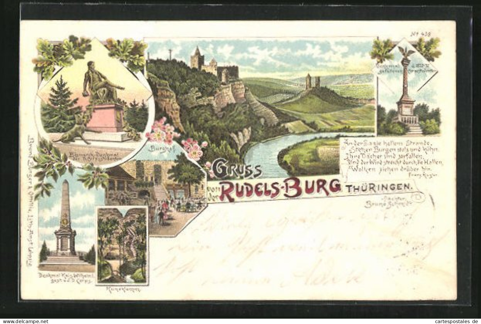 Lithographie Naumburg /Thüringen, Rudels-Burg, Burghof, Kunoklamm  - Naumburg (Saale)