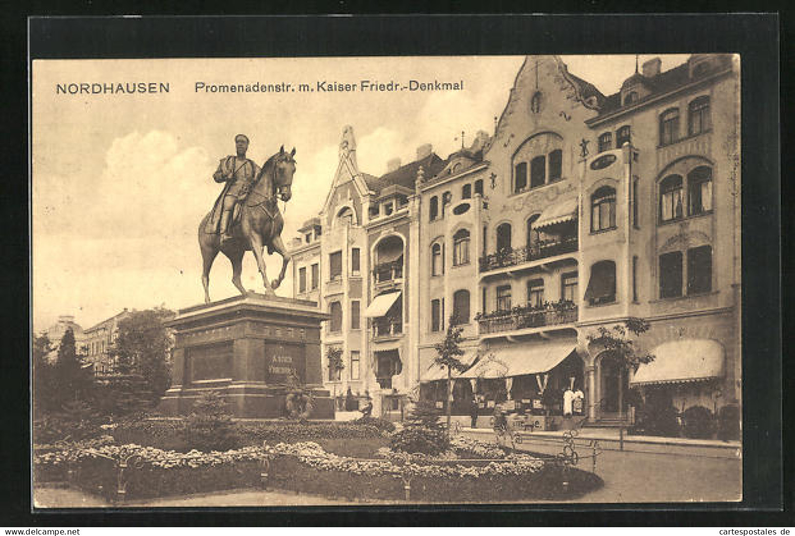 AK Nordhausen, Promenadenstrasse Mit Kaiser Friedrich-Denkmal  - Nordhausen