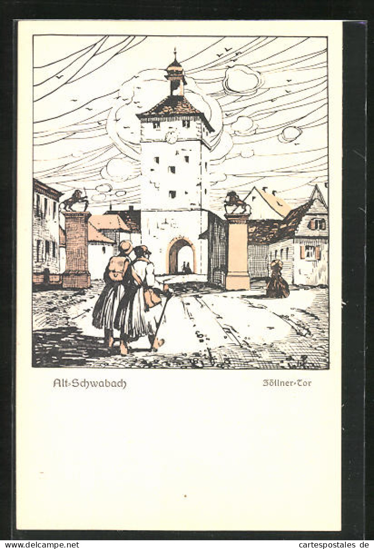 Künstler-AK Schwabach, Zöllner-Tor In Der Altstadt  - Schwabach