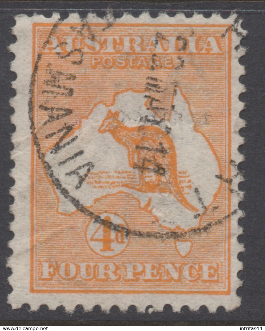 AUSTRALIA 1913 4d ORANGE  KANGAROO (DIE II) STAMP PERF.12  1st.WMK  SG.6 VFU. - Used Stamps