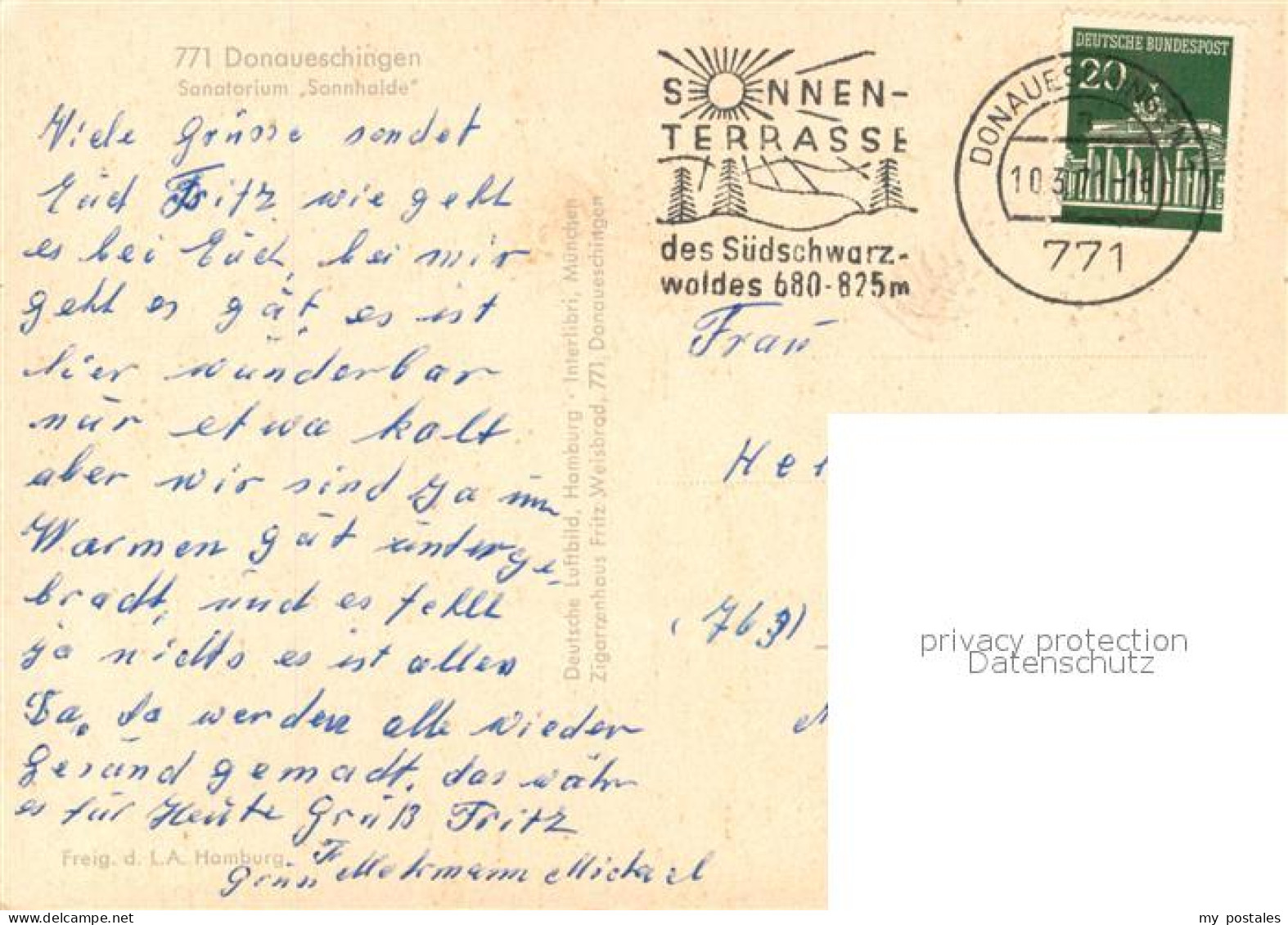 73321786 Donaueschingen Sanatorium Sonnhalde Fliegeraufnahme Donaueschingen - Donaueschingen