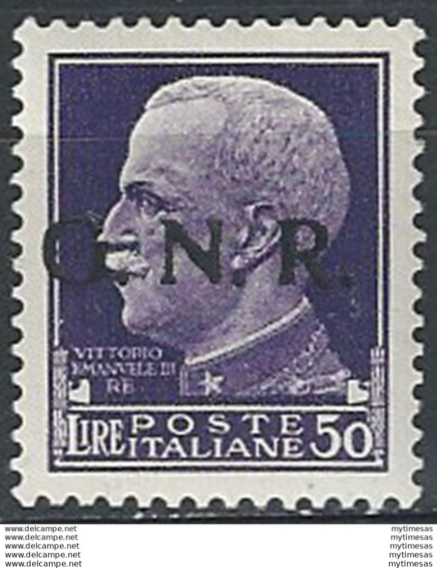 1943 Repubblica Sociale Lire 50 G.N.R. Brescia I MNH Sassone N. 489/I - Andere & Zonder Classificatie