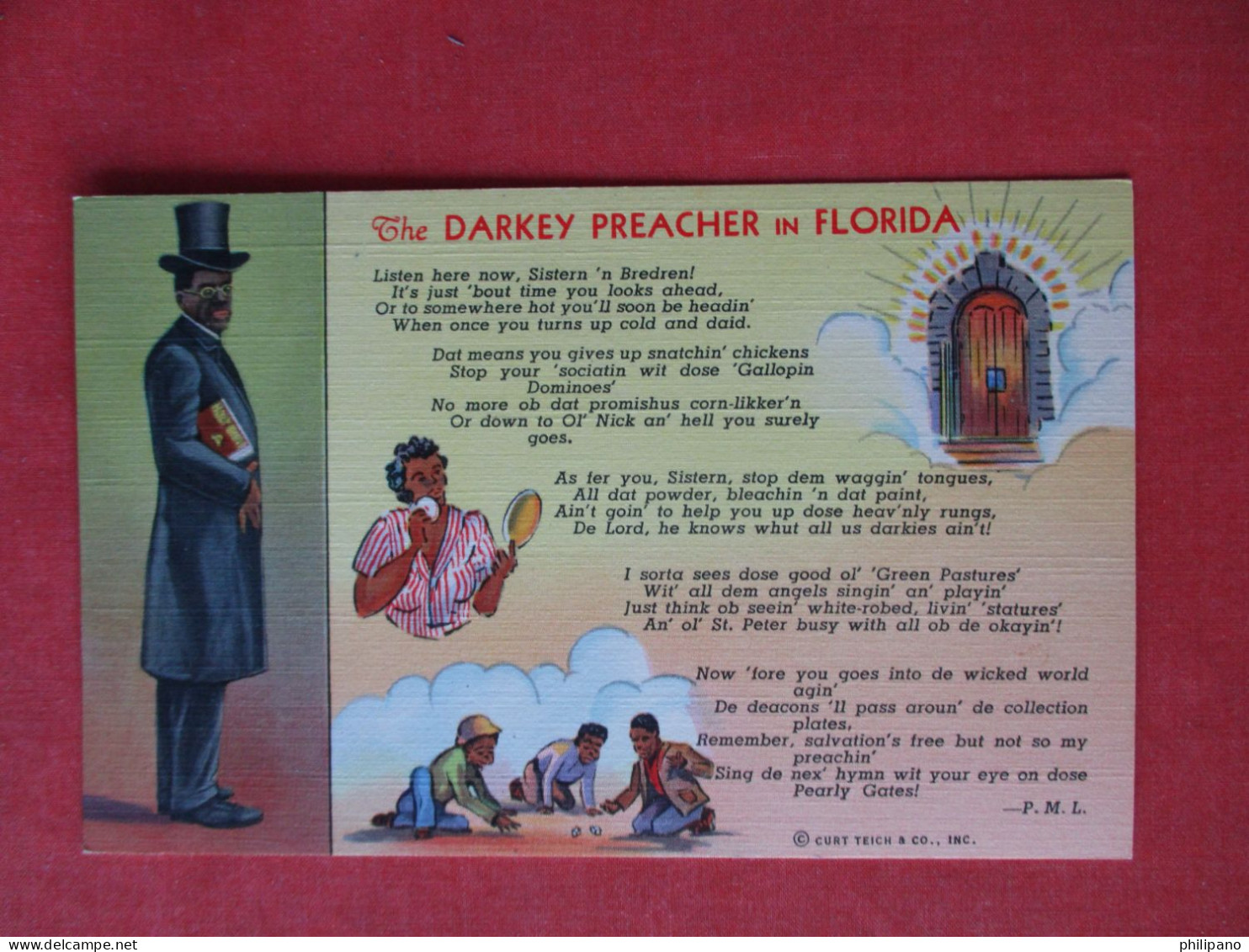 Black Americana  Darkey Preacher In Florida  Ref 6404 - Negro Americana