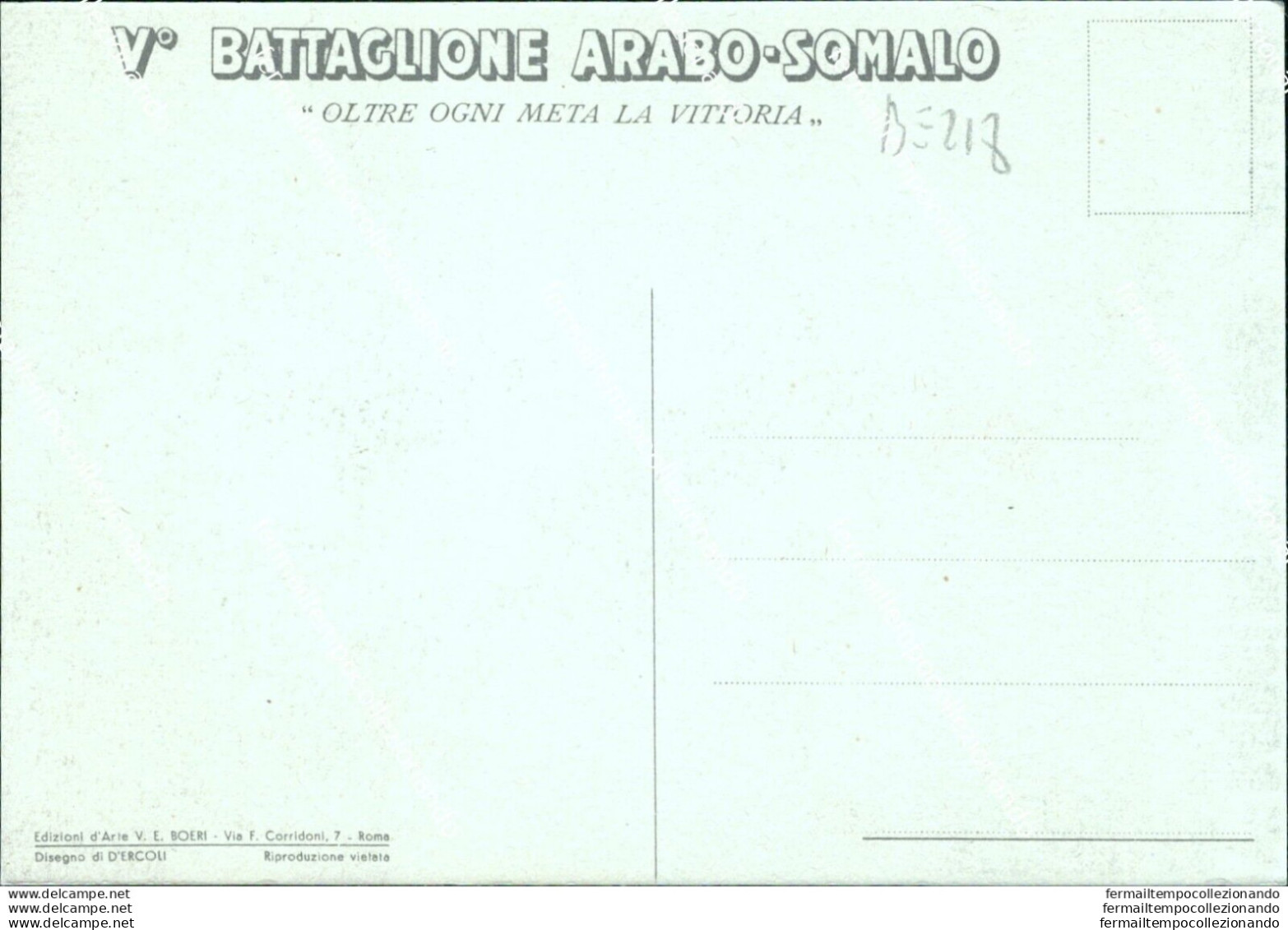 Be218 Cartolina Militare V Battaglione Arabo Somalo - Regiments