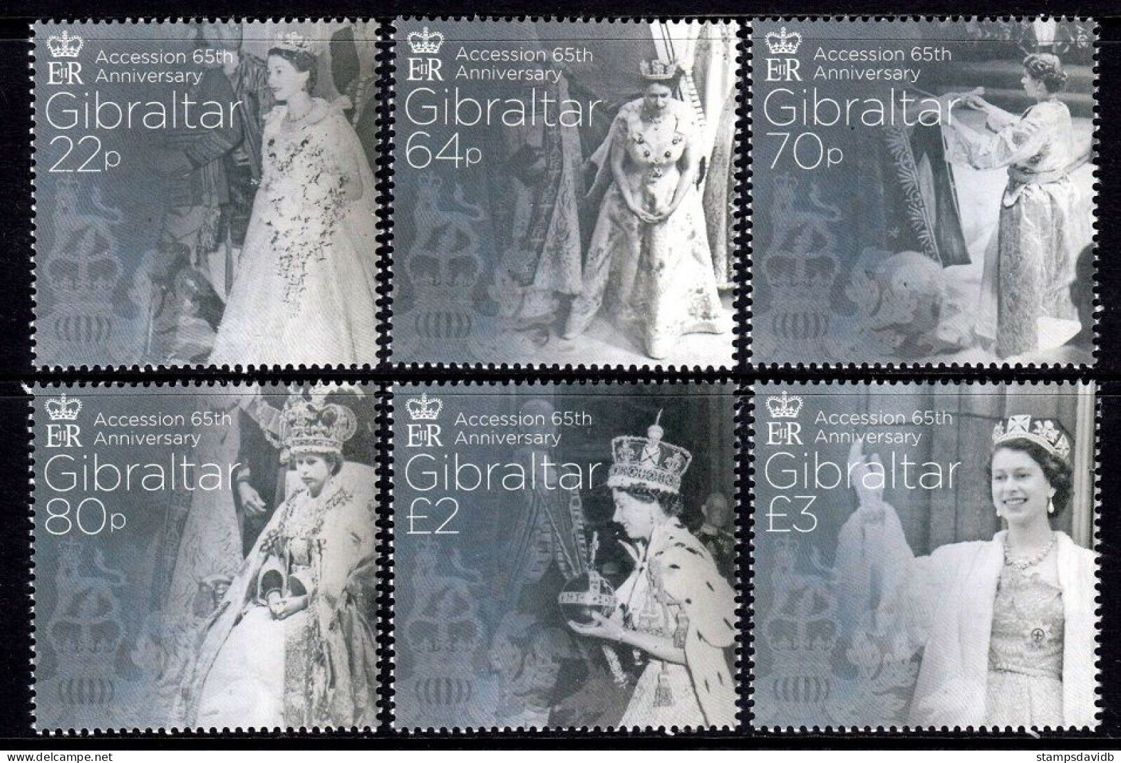 2017 Gibraltar 1774-1779 65 Years Of The Coronation Of Elizabeth II 19,50 € - Familles Royales