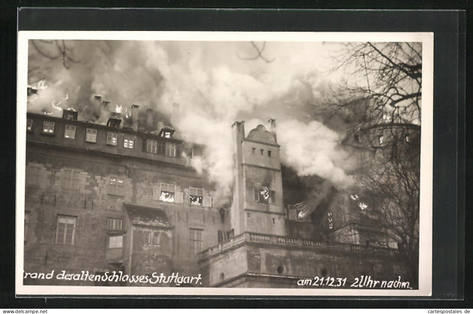 AK Stuttgart, Brand Des Schlosses, 21.12.1931  - Catastrophes