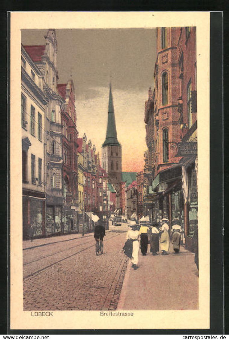 AK Lübeck, Breitestrasse Mit Flanierenden Damen  - Luebeck