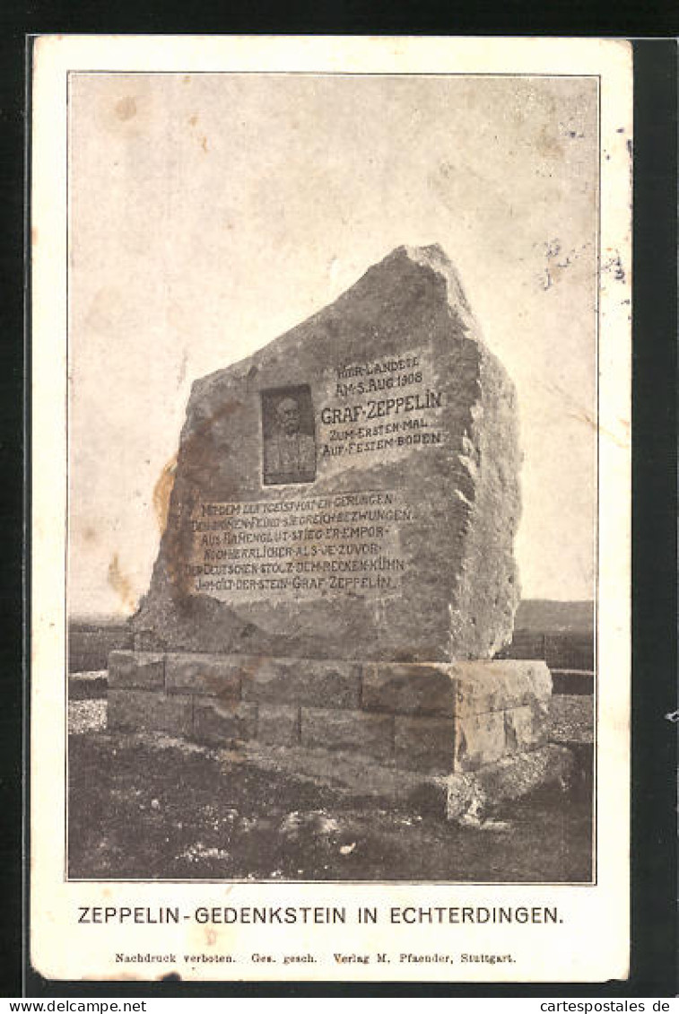 AK Echterdingen, Zeppelin-Gedenkstein  - Zeppeline