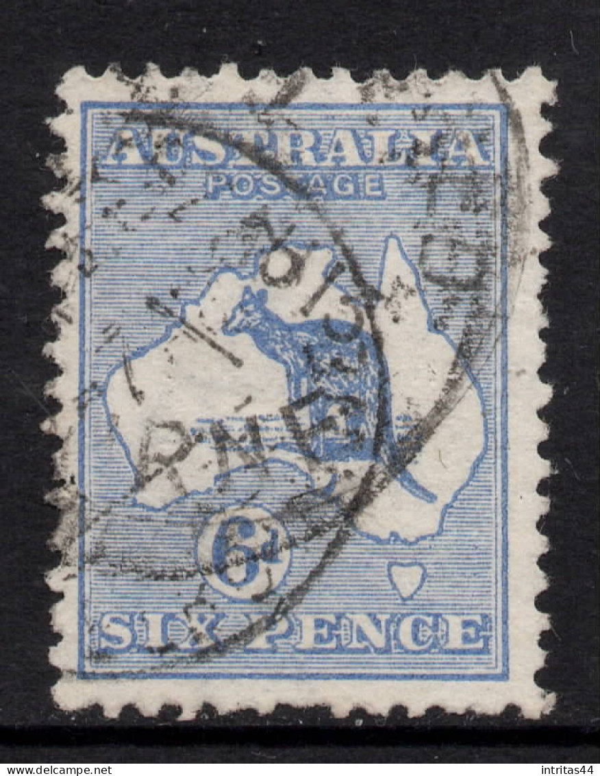 AUSTRALIA 1913 6d ULTRAMARINE  KANGAROO (DIE II) STAMP PERF.12  1st.WMK  SG.9 VFU. - Oblitérés