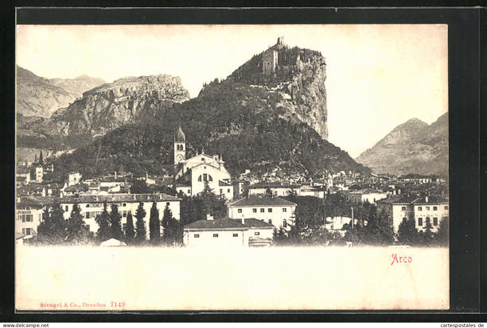 Cartolina Arco, Ortsansicht Mit Burg Auf Berg  - Altri & Non Classificati