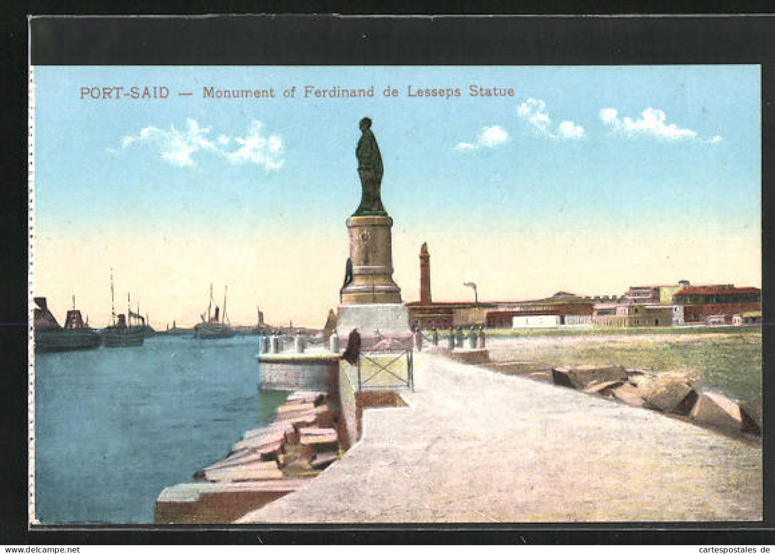 CPA Port Said, Monument Of Ferdinand De Lesseps Statue  - Autres & Non Classés