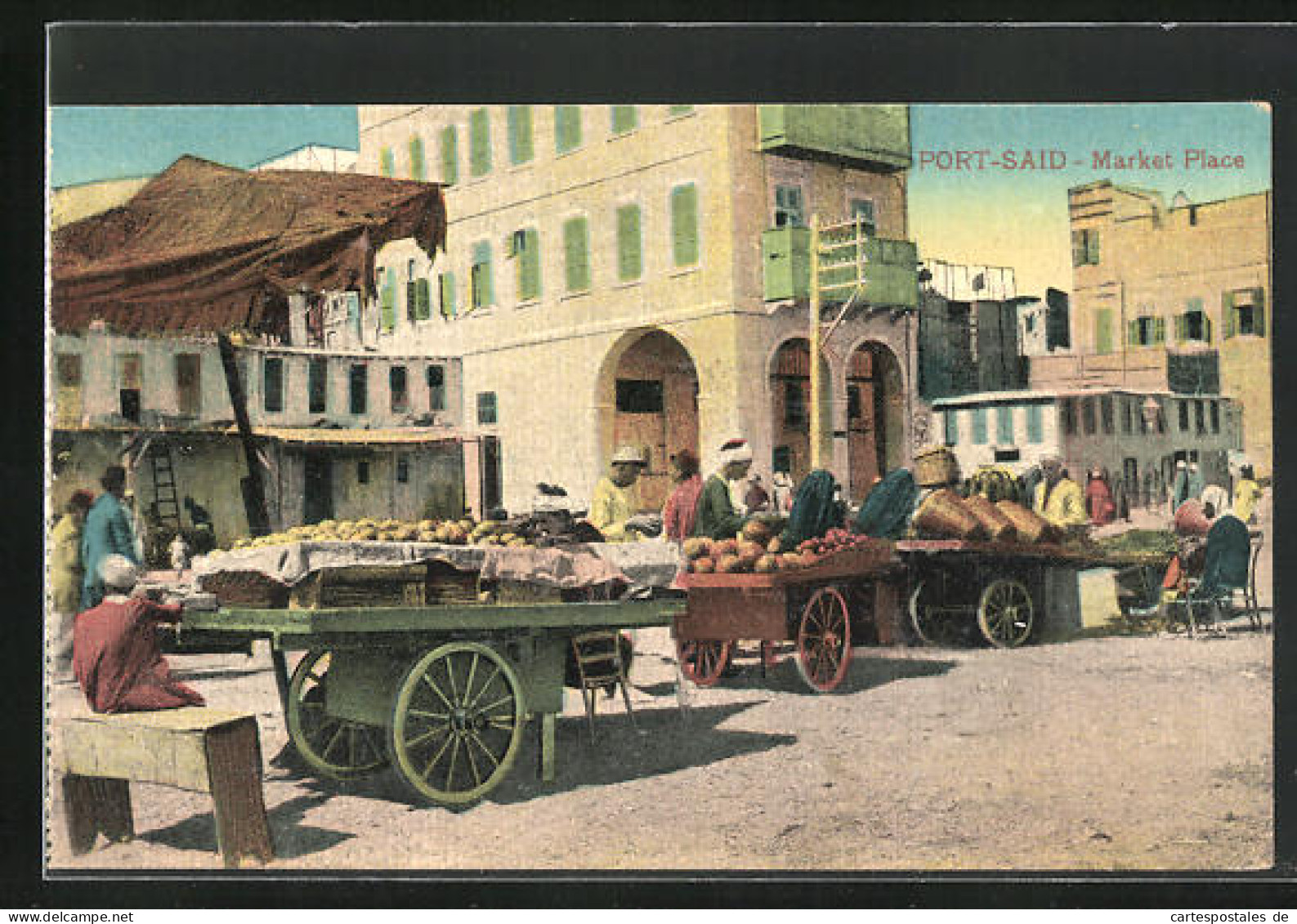 CPA Port-Said, La Place Du Marché Avec Ständen  - Other & Unclassified