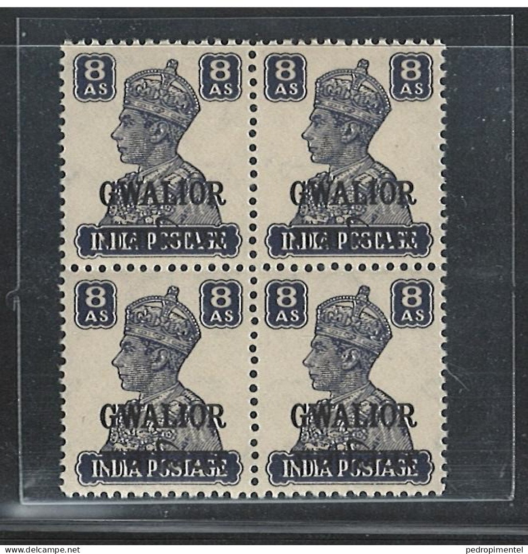 Gwalior Indian States |1938-48 | George VI 8As | MNH (block Of 4) - Gwalior