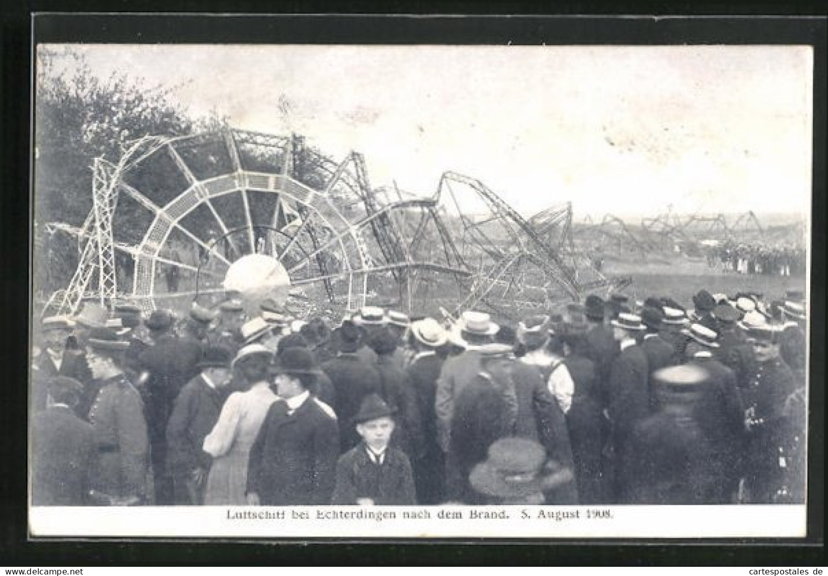AK Zeppelin Bei Echterdingen Nach Dem Brand, 1908  - Zeppeline