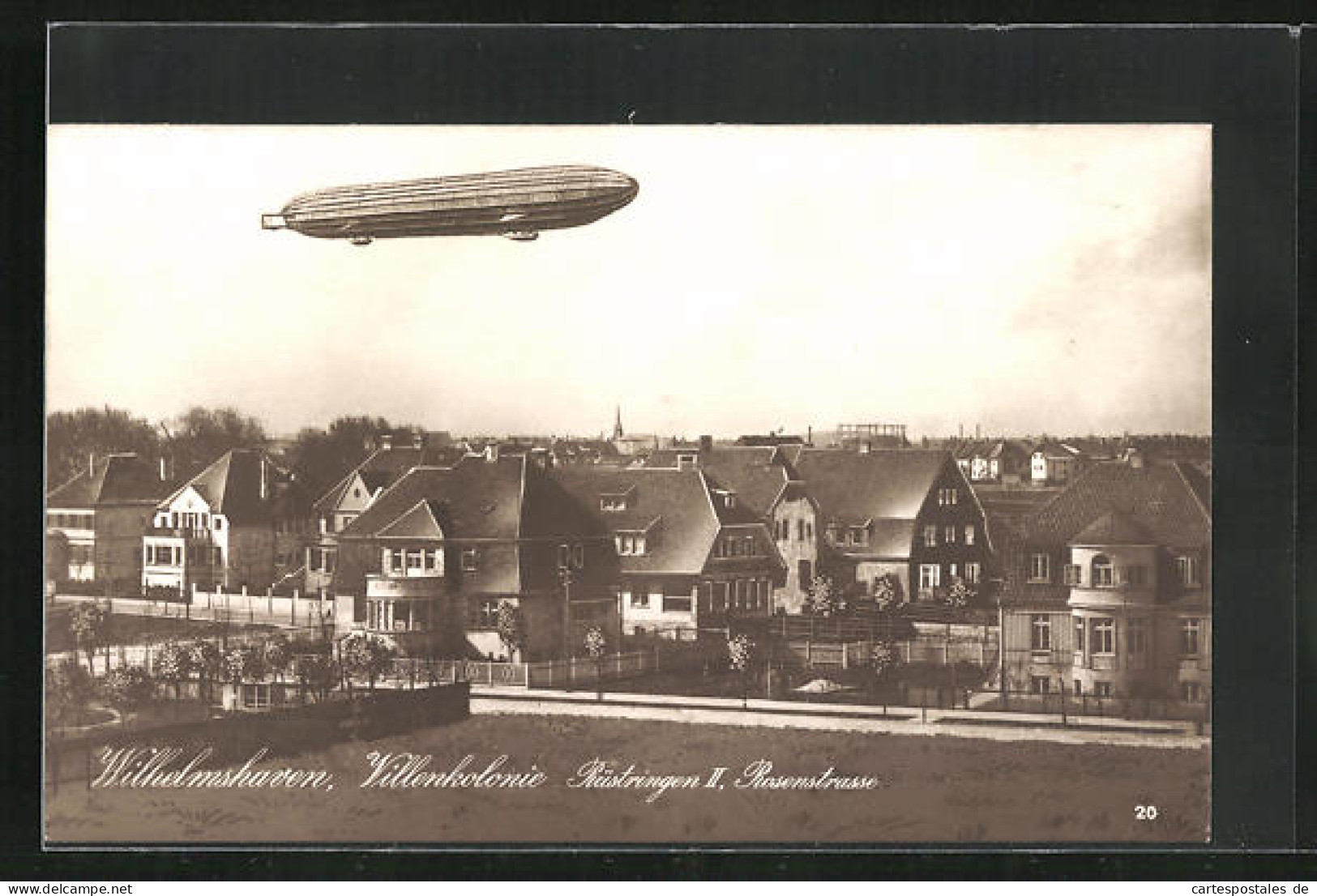 AK Rüstringen, Zeppelin über Rosenstrasse In Villenkolonie  - Dirigibili