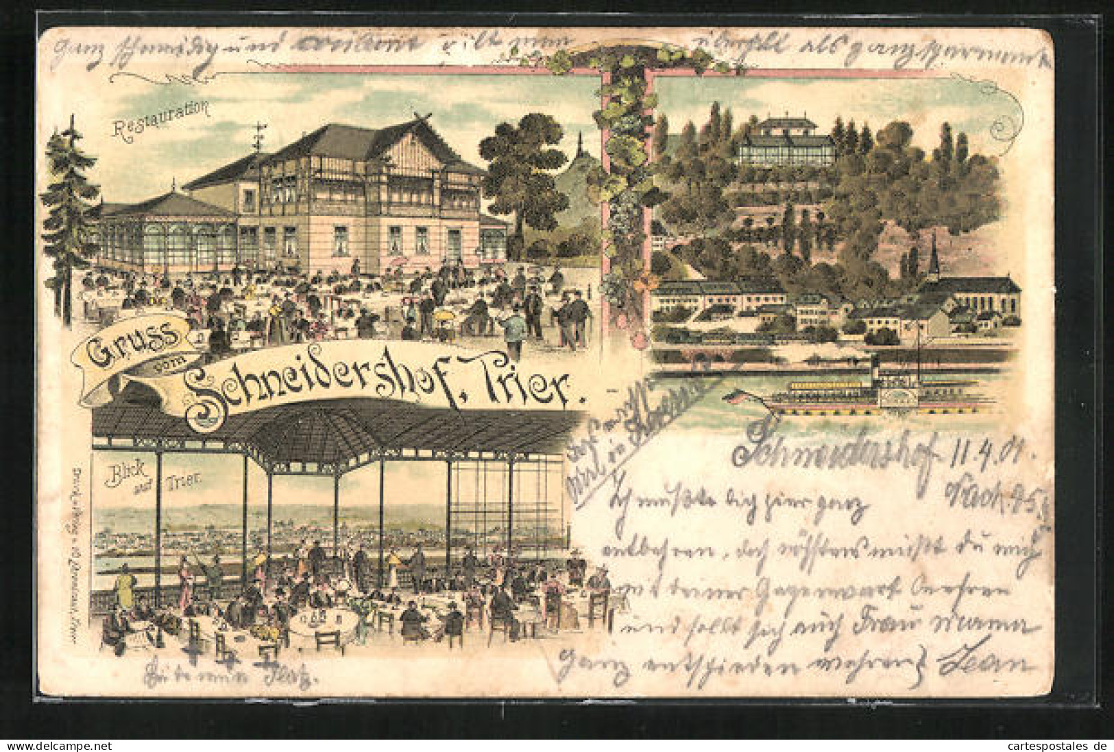 Lithographie Trier, Restaurant Schneidershof  - Trier