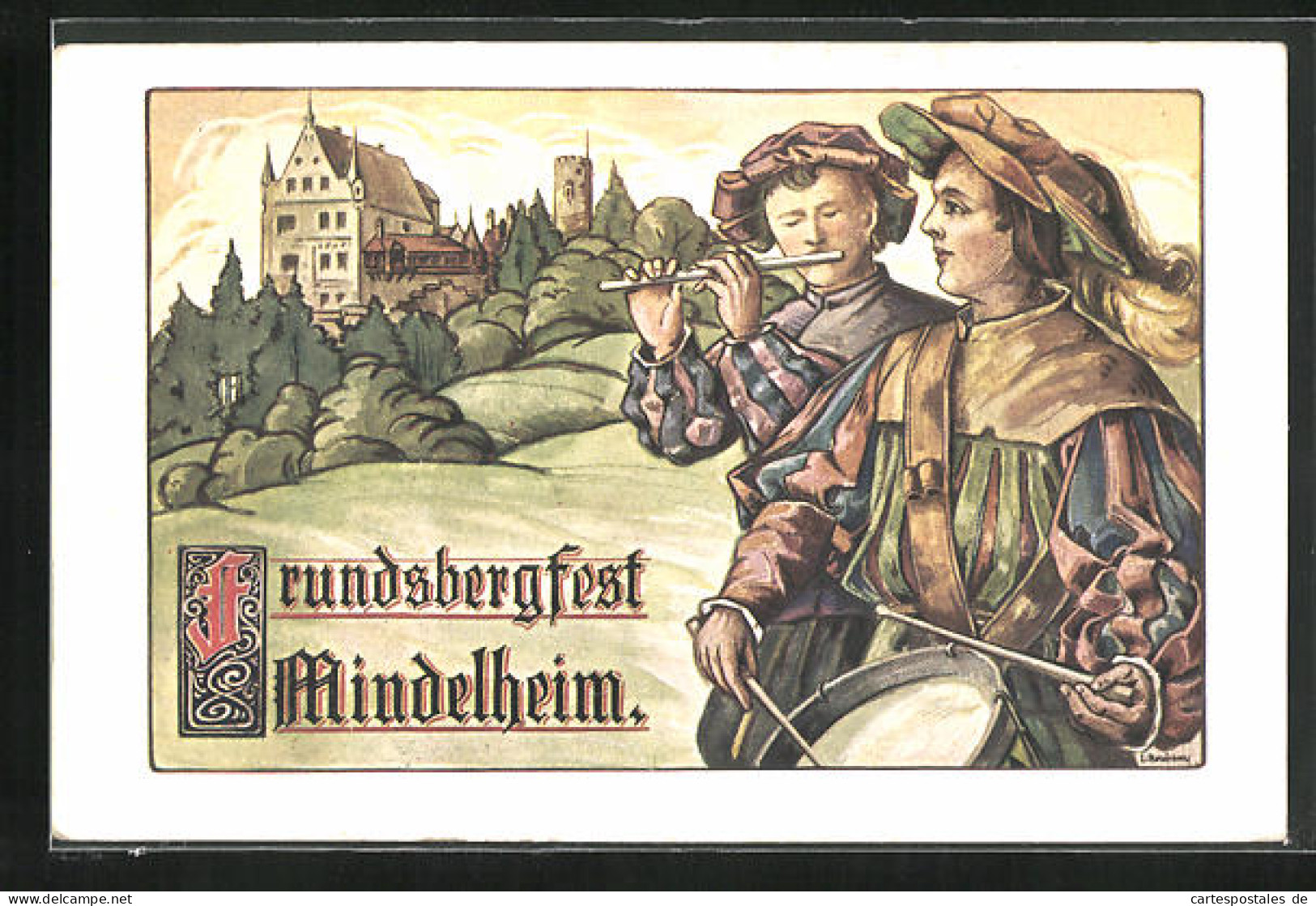 AK Mindelheim, Festpostkarte Zum Frundsbergfest 1912  - Mindelheim