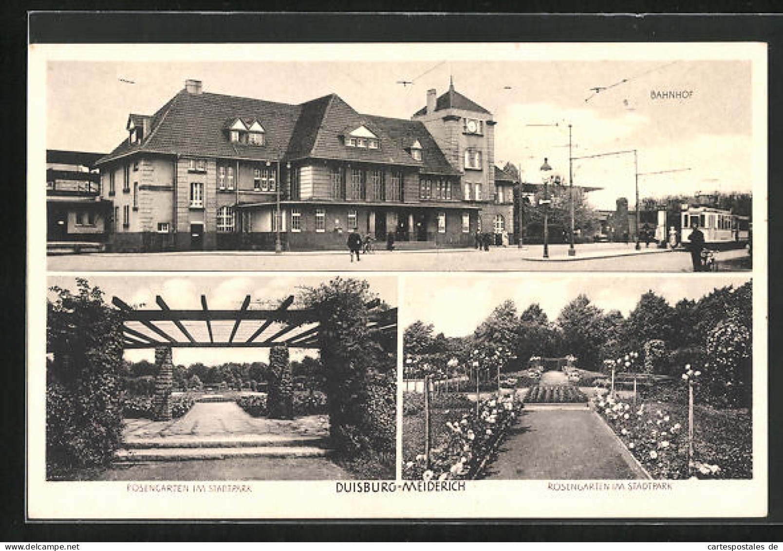 AK Duisburg-Meiderich, Bahnhof, Rosengarten Im Stadtpark  - Duisburg