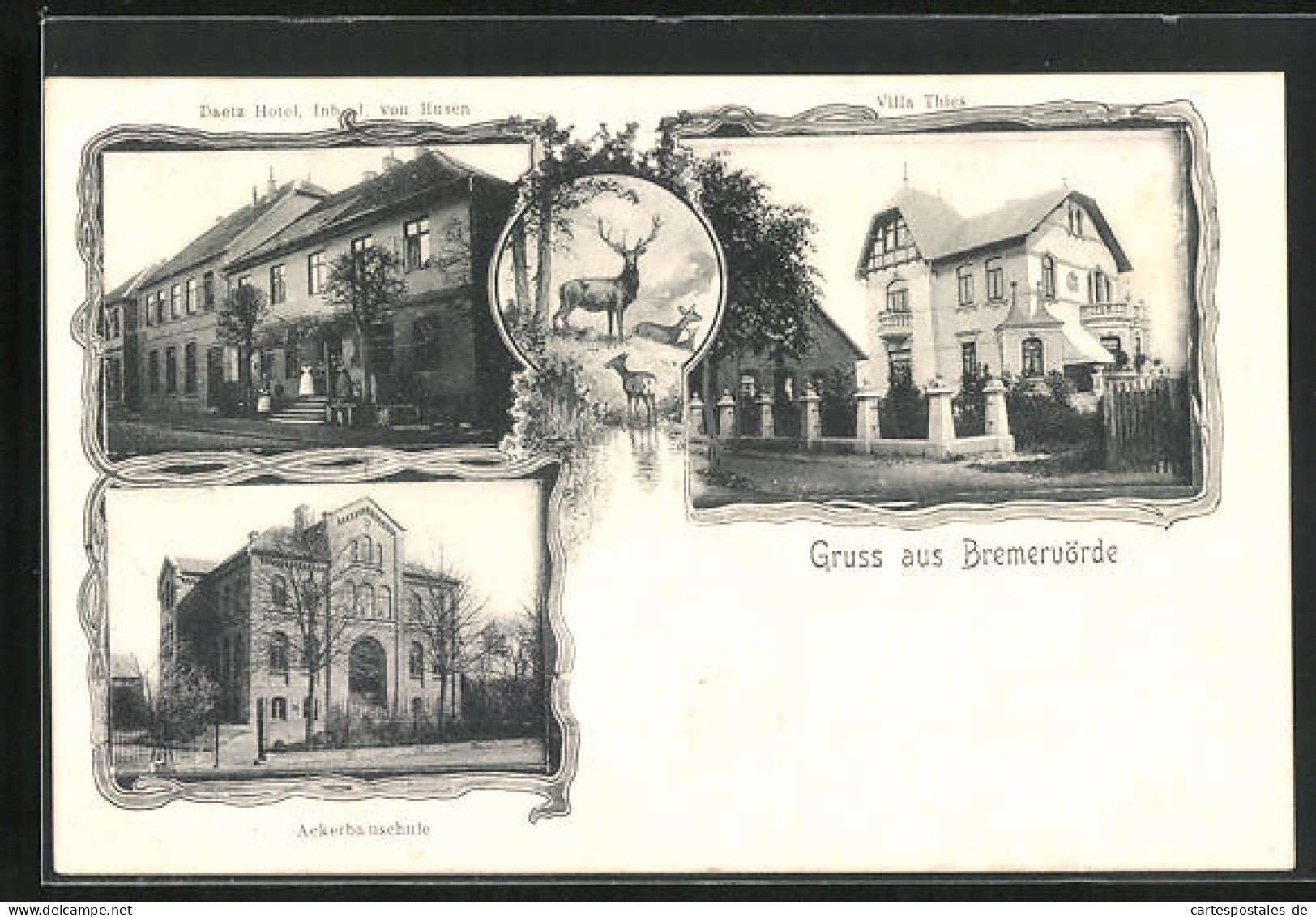 AK Bremervörde, Daetz Hotel, Villa Thies, Ackerbauschule  - Bremervoerde