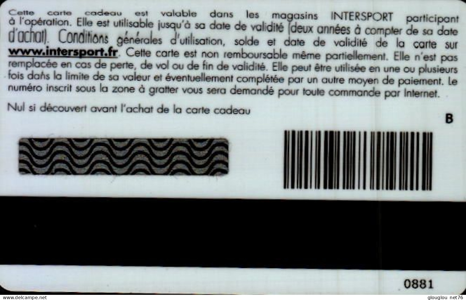 CARTE CADEAU....INTERSPORT...USAIN BOLT - Gift And Loyalty Cards