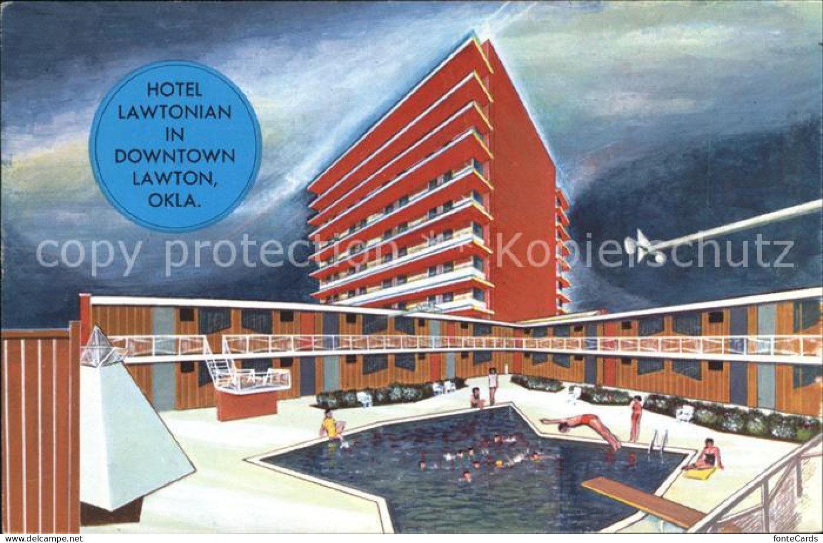 11688766 Lawton_Oklahoma Hotel Lawtonian Swimming Pool Illustration - Other & Unclassified
