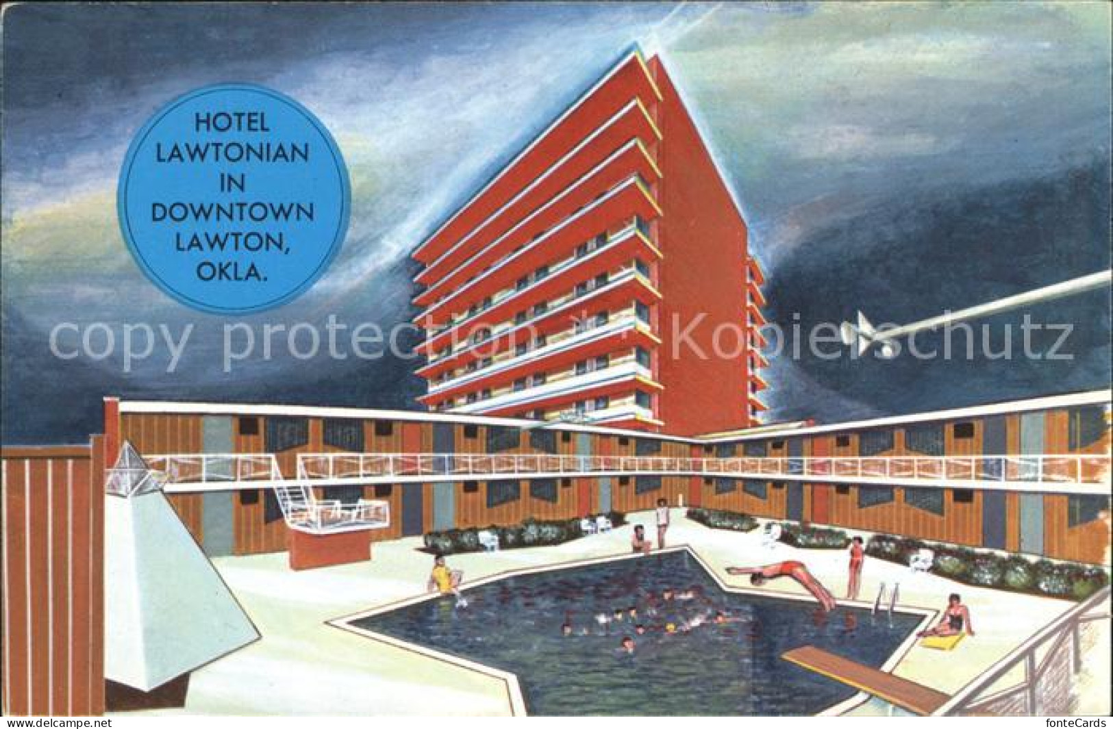 11688765 Lawton_Oklahoma Hotel Lawtonian Swimming Pool Illustration - Other & Unclassified