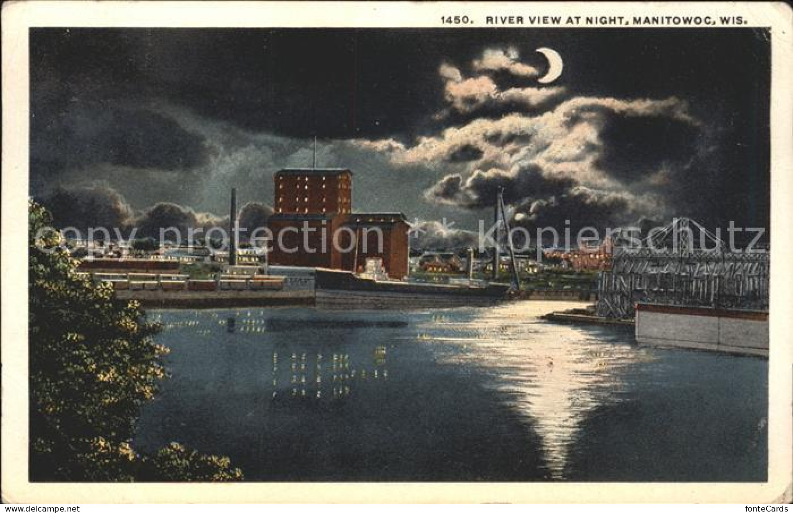 11688715 Manitowoc River View At Night Moonlight - Andere & Zonder Classificatie