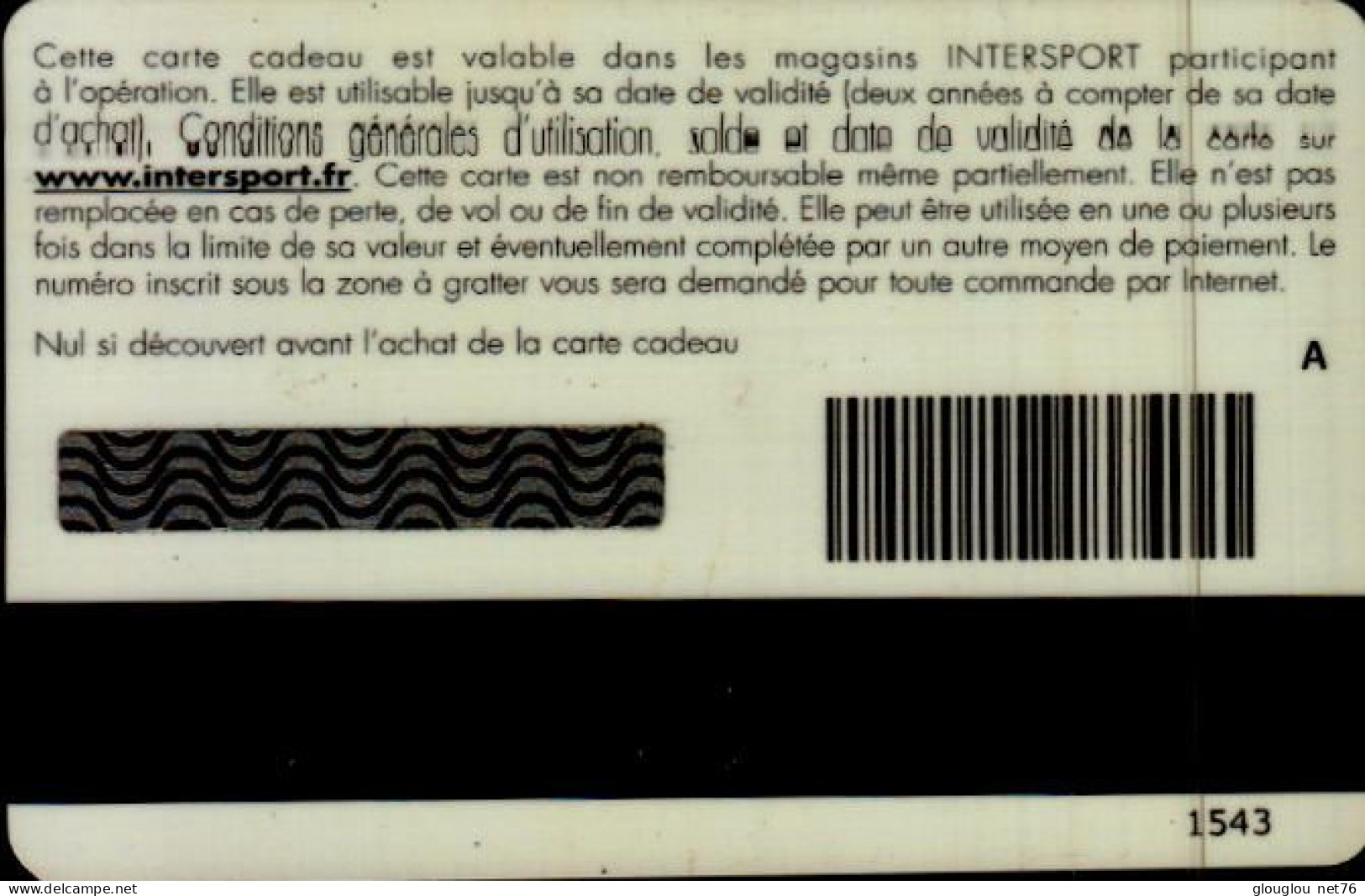 CARTE CADEAU....INTERSPORT...FREDERICK BOUSQUET - Cartes De Fidélité Et Cadeau