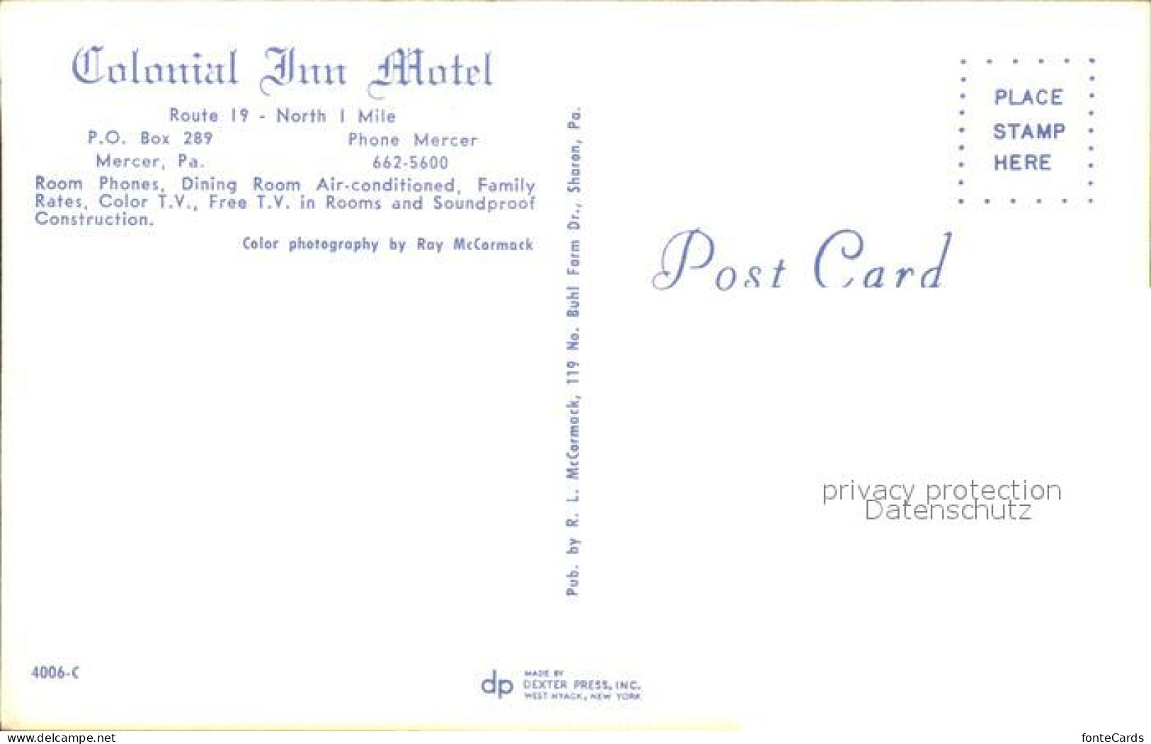 11688350 Mercer Pennsylvania Colonial Inn Motel Mercer Pennsylvania - Sonstige & Ohne Zuordnung