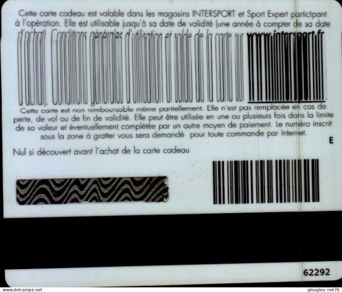 CARTE CADEAU....INTERSPORT....JOWILFRIED TSONGA - Cadeaubonnen En Spaarkaarten