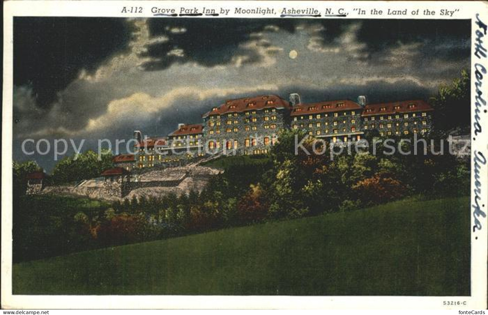 11688035 Asheville Grove Park Inn Hotel By Moonlight - Autres & Non Classés