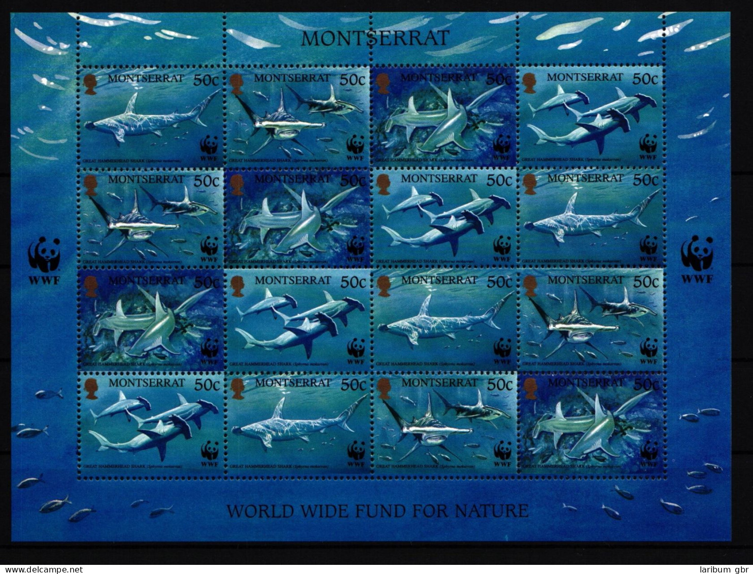 Montserrat 1109-1112 Postfrisch Zusammendruckbogen / Haie #IH444 - Montserrat