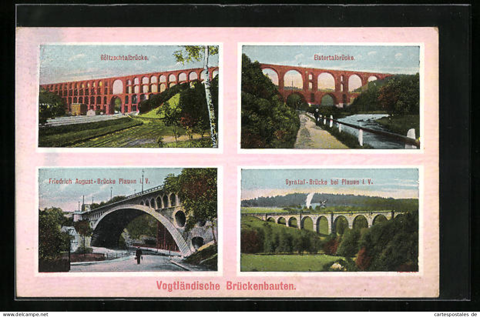 AK Plauen I. V., Vogtländischen Brückenbauten, Brücke Im Syratal, Friedrich August-Brücke, Göltzschtalbrücke  - Plauen