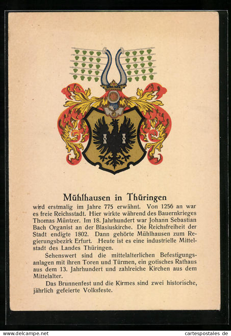 Künstler-AK Mühlhausen In Thüringen, Wappen  - Muehlhausen