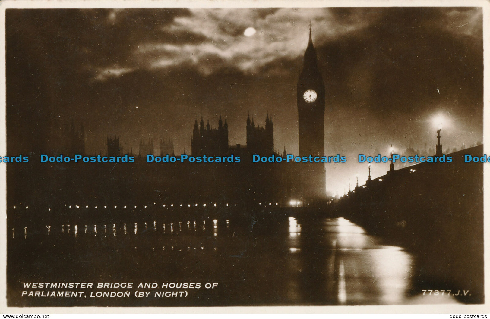 R026131 Westminster Bridge And Houses Of Parliament. London. By Night. Valentine - Altri & Non Classificati