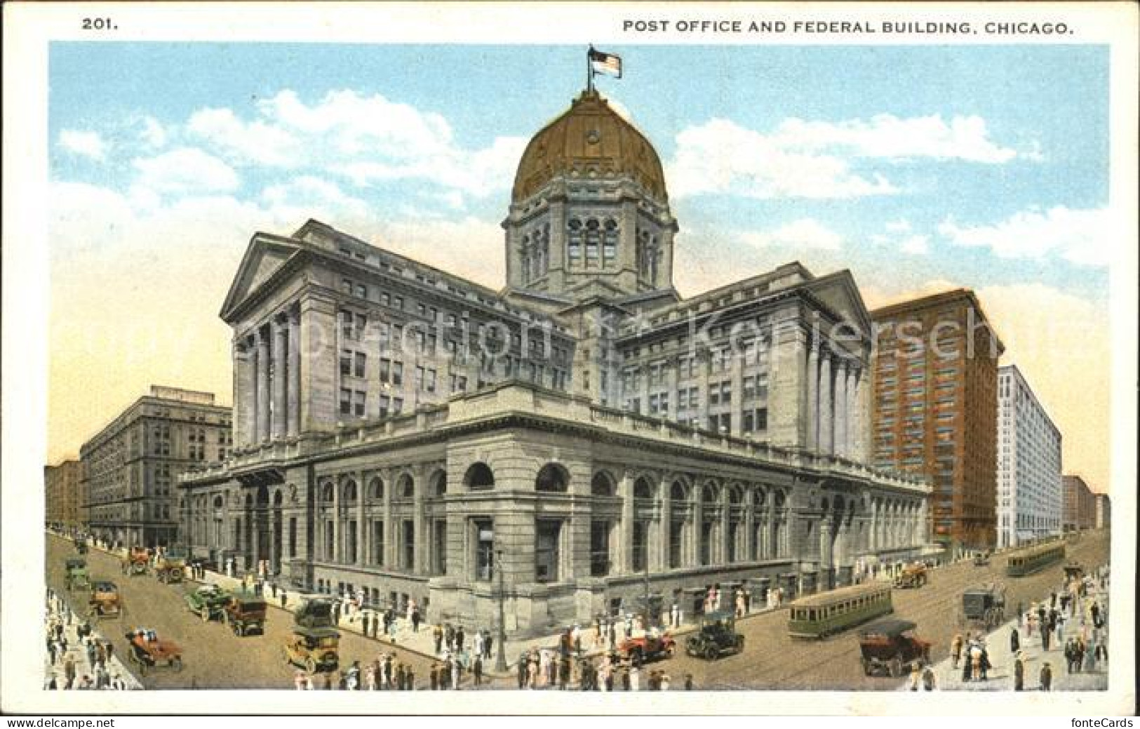 11686536 Chicago_Illinois Post Office And Federal Building Strassenbahnen Autos - Andere & Zonder Classificatie