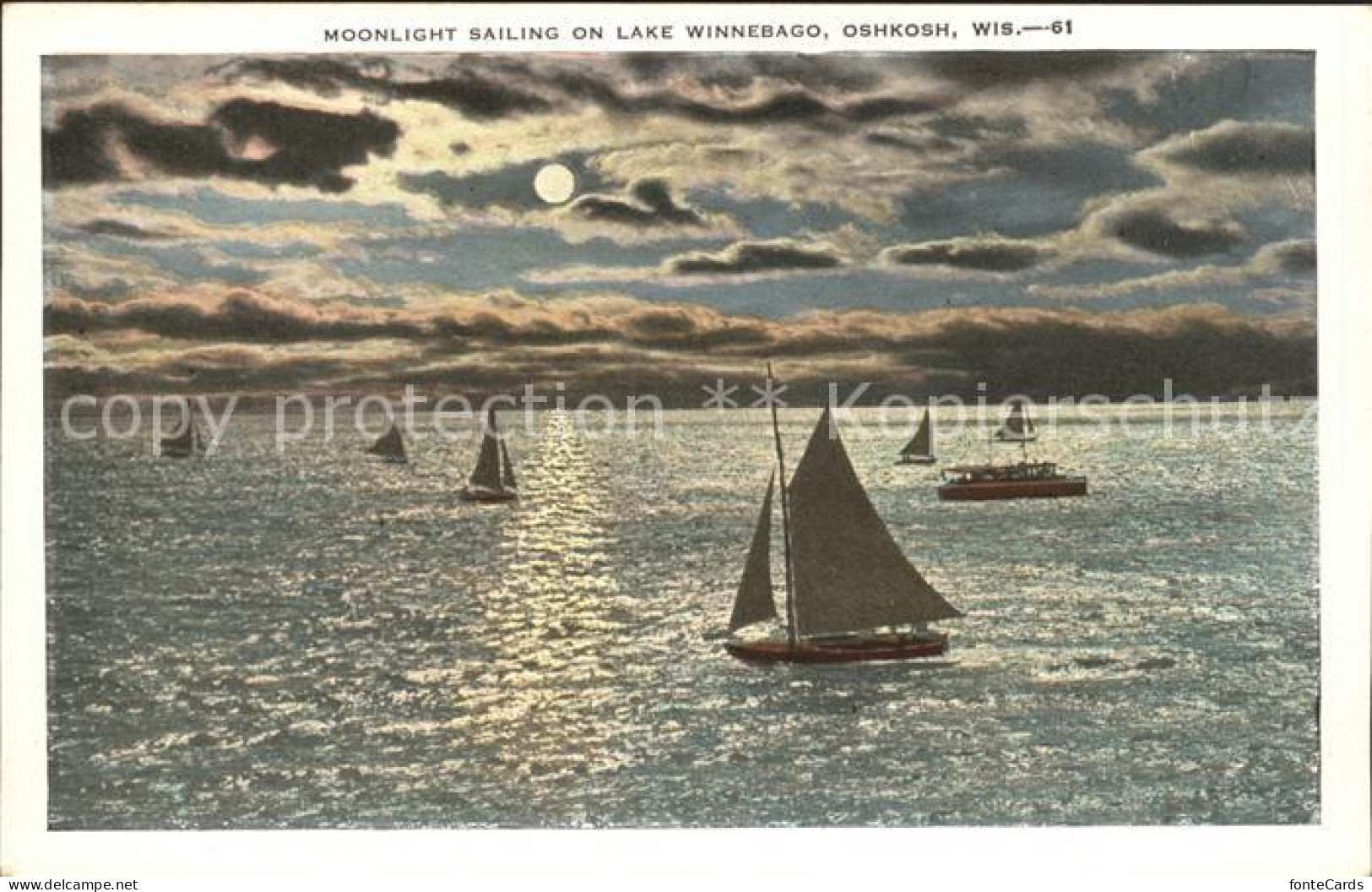 11686341 Oshkosh_Wisconsin Moonlight Sailing On Lake Winnebago - Andere & Zonder Classificatie