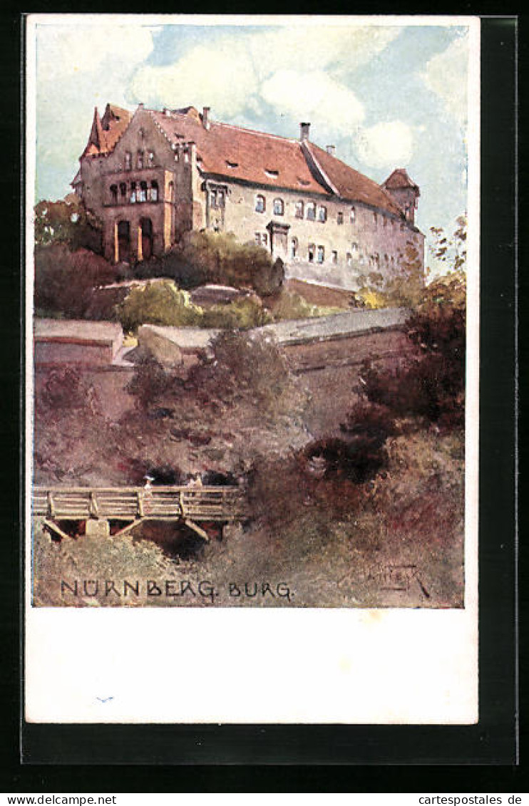 Künstler-AK Nürnberg, Blick Hoch Zur Burg  - Nuernberg