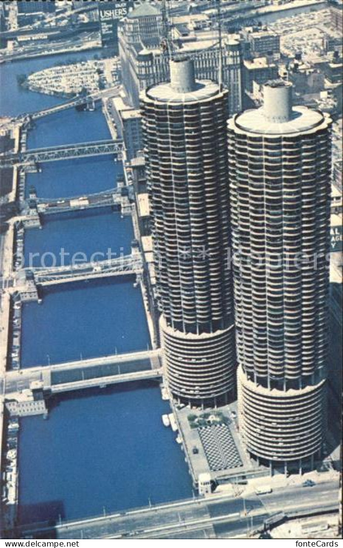 11686185 Chicago_Illinois Fliegeraufnahme Marina City And Chicago River - Otros & Sin Clasificación