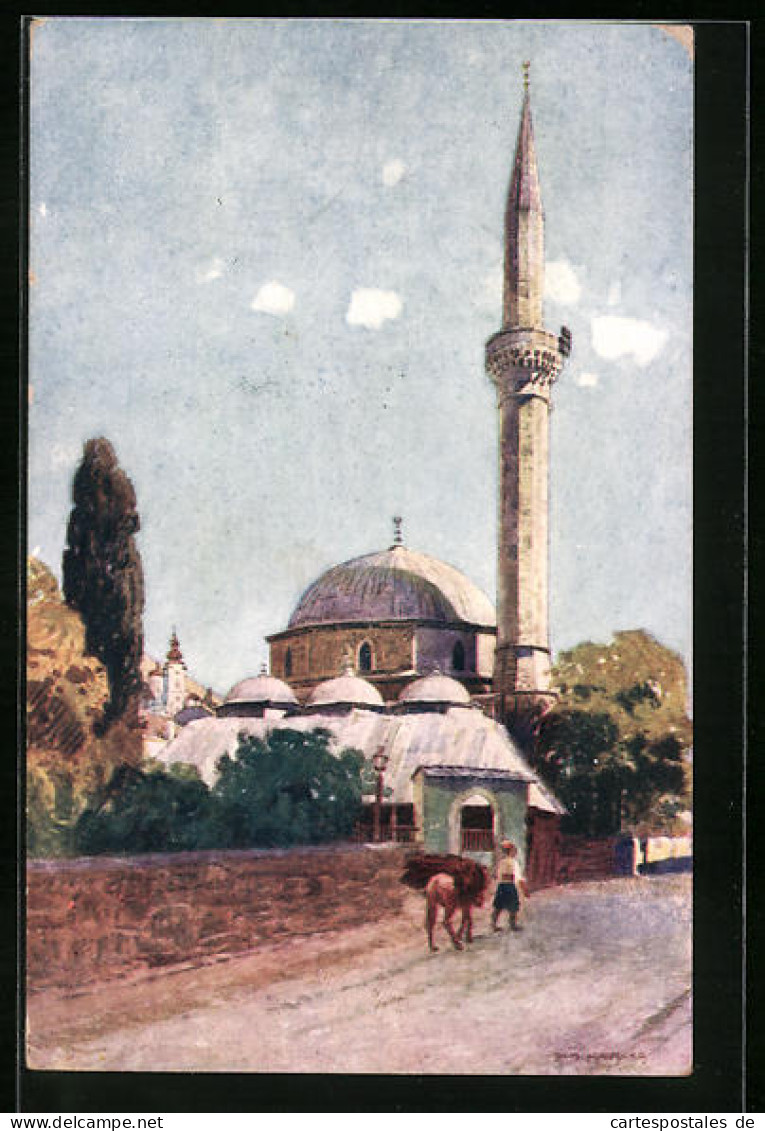 Künstler-AK Mostar, Karadzibeg-Moschee  - Bosnia And Herzegovina