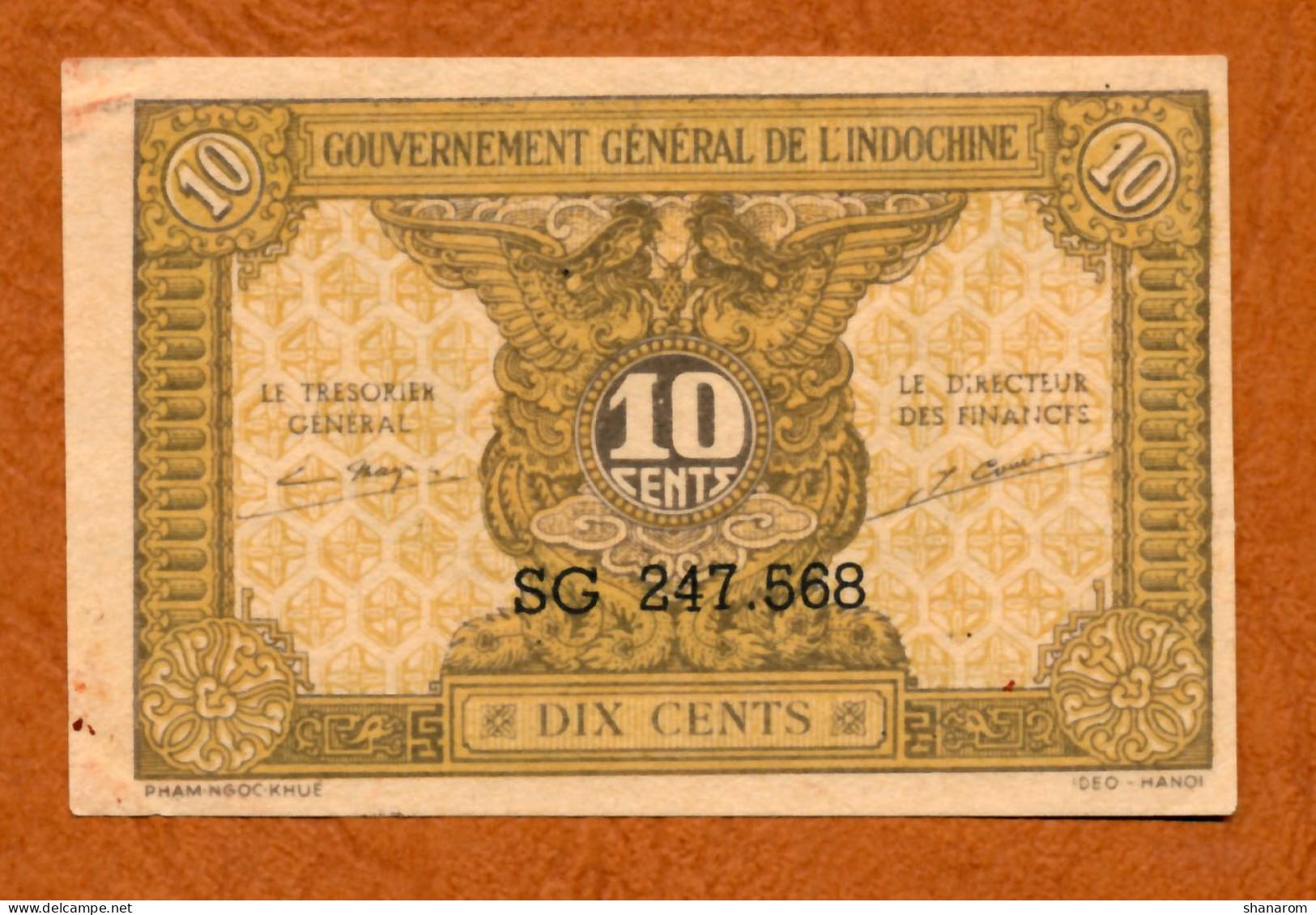 1943 // INDOCHINE // GOUVERNEMENT GENERAL // Dix Cents // SUP // XF - Indochine