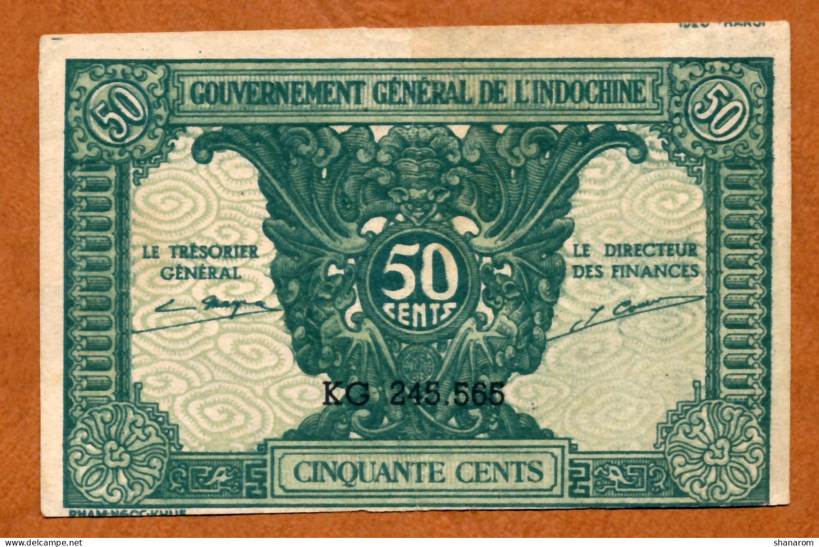 1943 // INDOCHINE // GOUVERNEMENT GENERAL // Cinquante Cents // SUP // XF - Indochine